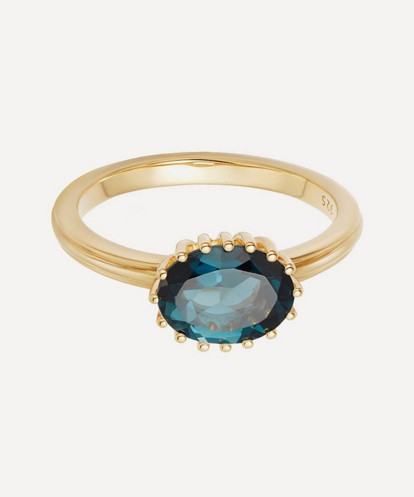Astley Clarke - Gold Plated Vermeil Silver Large Linia London Blue Topaz Ring image number null