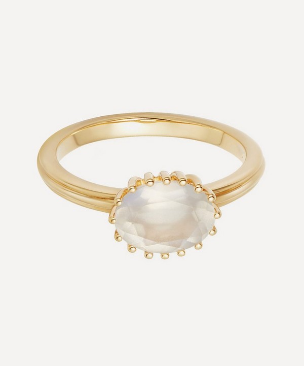 Astley Clarke - Gold Plated Vermeil Silver Large Linia Rainbow Moonstone Ring image number null