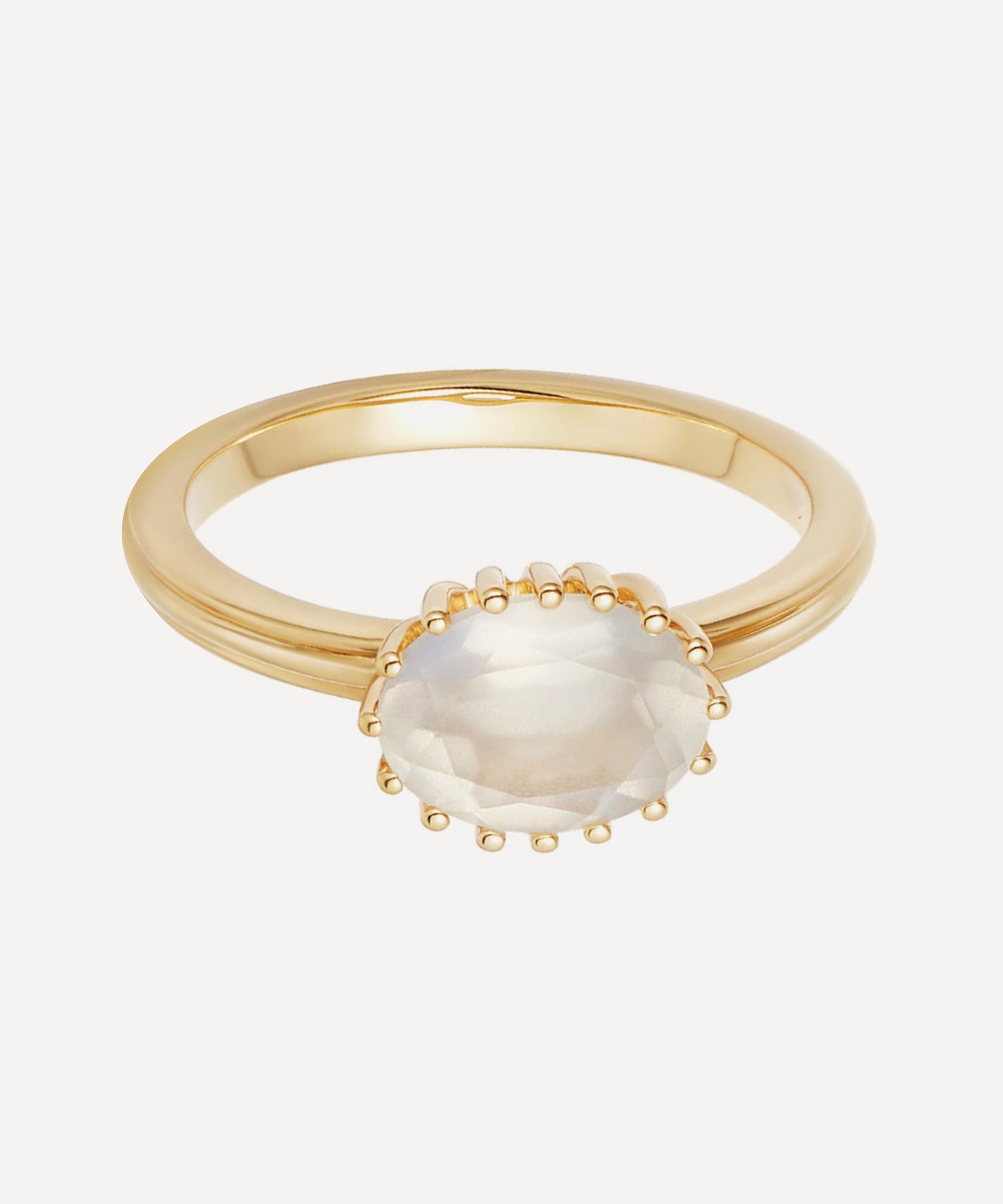 Astley Clarke - Gold Plated Vermeil Silver Large Linia Rainbow Moonstone Ring image number 0