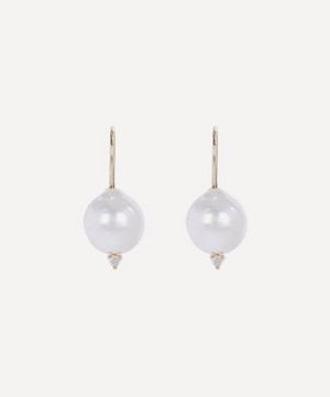 Mizuki - 14ct Gold Small Pearl and Diamond Drop Earrings image number 0
