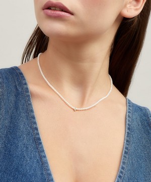 Mizuki - Pearl and Diamond Drop Necklace image number 1