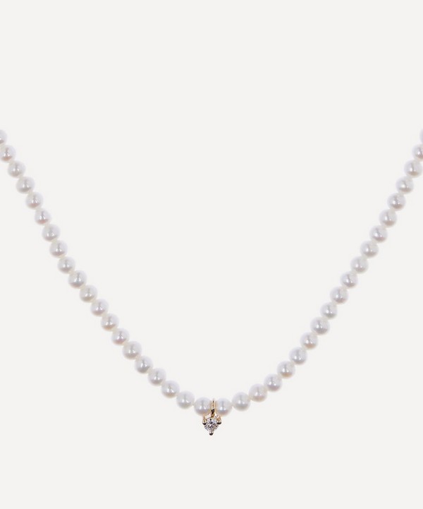 Mizuki - Pearl and Diamond Drop Necklace image number null