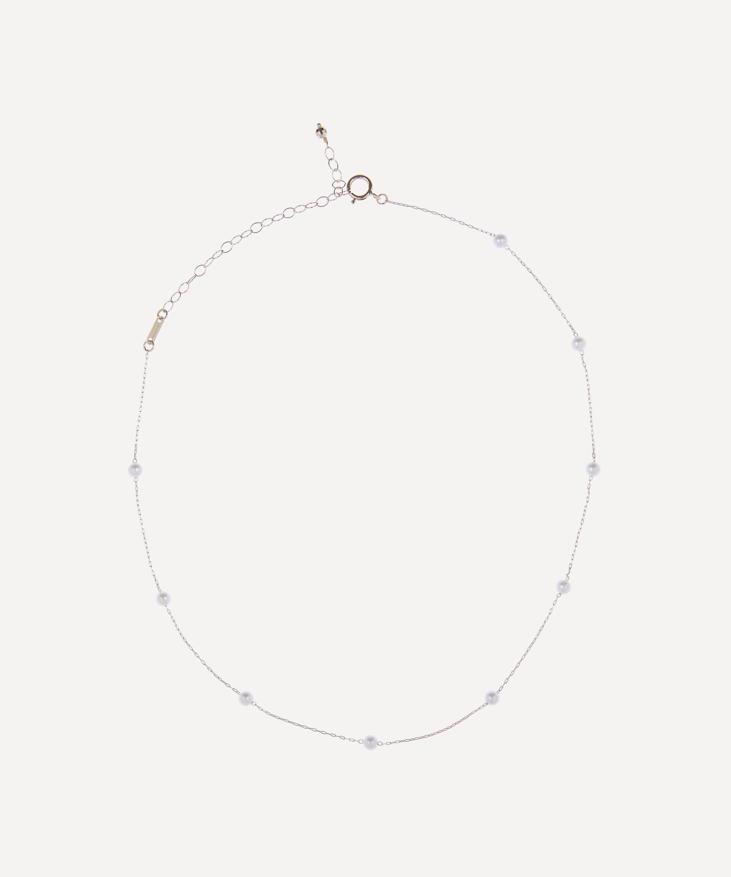 Mizuki - Gold Floating Pearl Choker Necklace image number 0