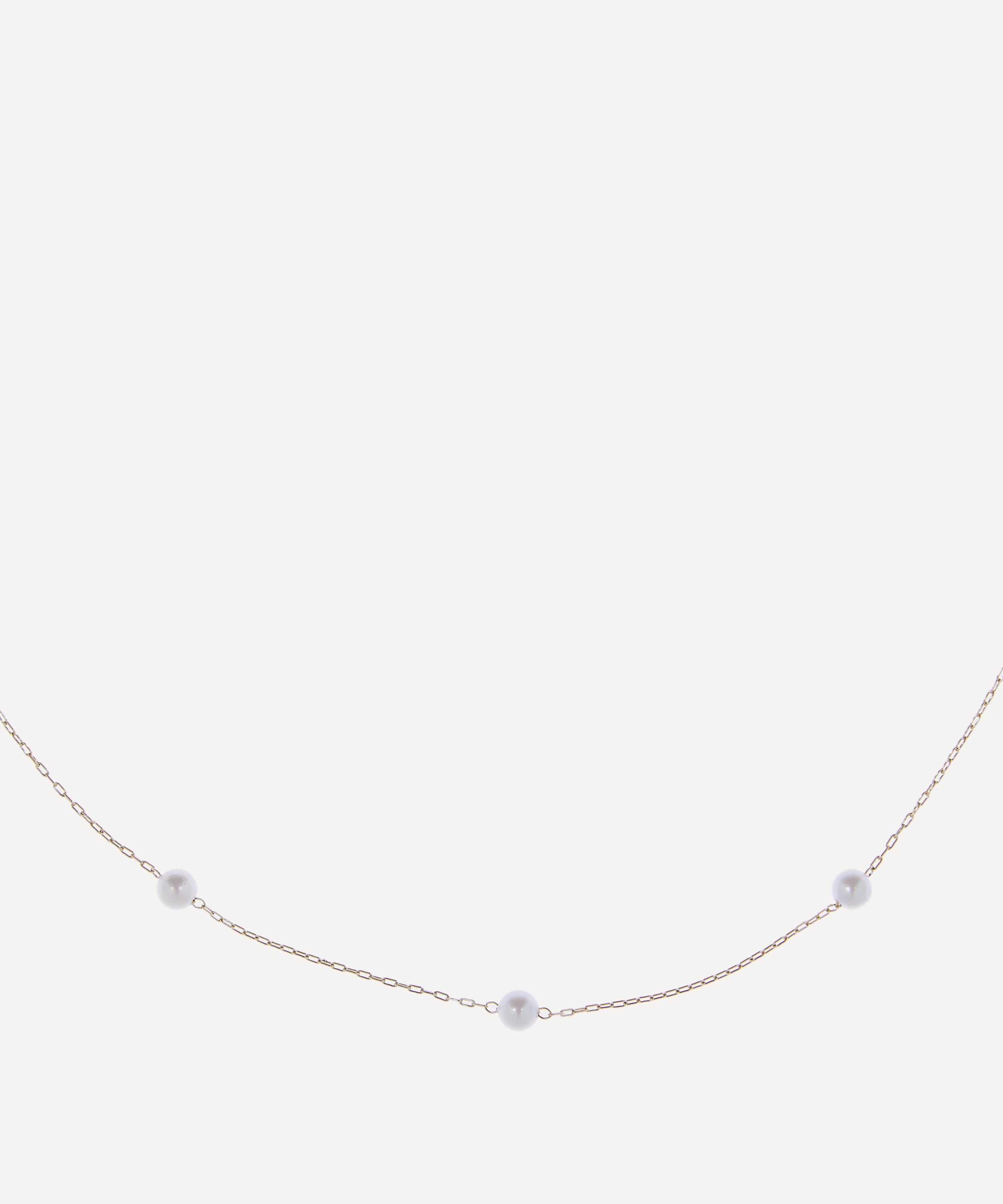 Mizuki - Gold Floating Pearl Choker Necklace image number 2