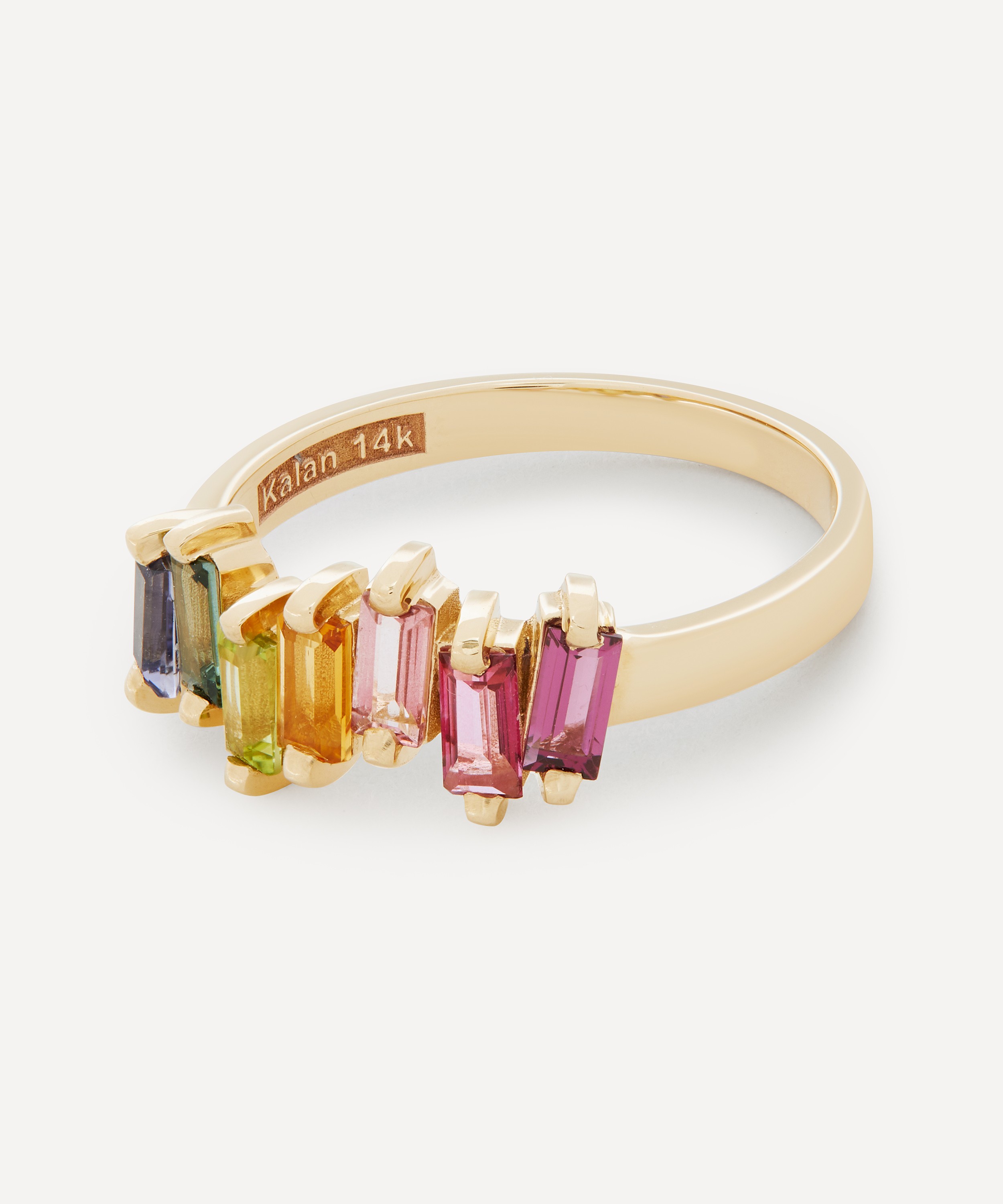 Suzanne Kalan - Gold Multi-Stone Uneven Rainbow Baguette Ring image number 2