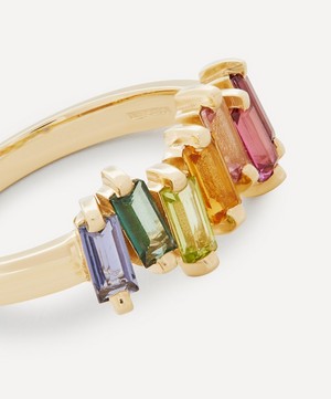 Suzanne Kalan - Gold Multi-Stone Uneven Rainbow Baguette Ring image number 3