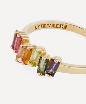 Suzanne Kalan - Gold Multi-Stone Uneven Rainbow Baguette Ring image number 4