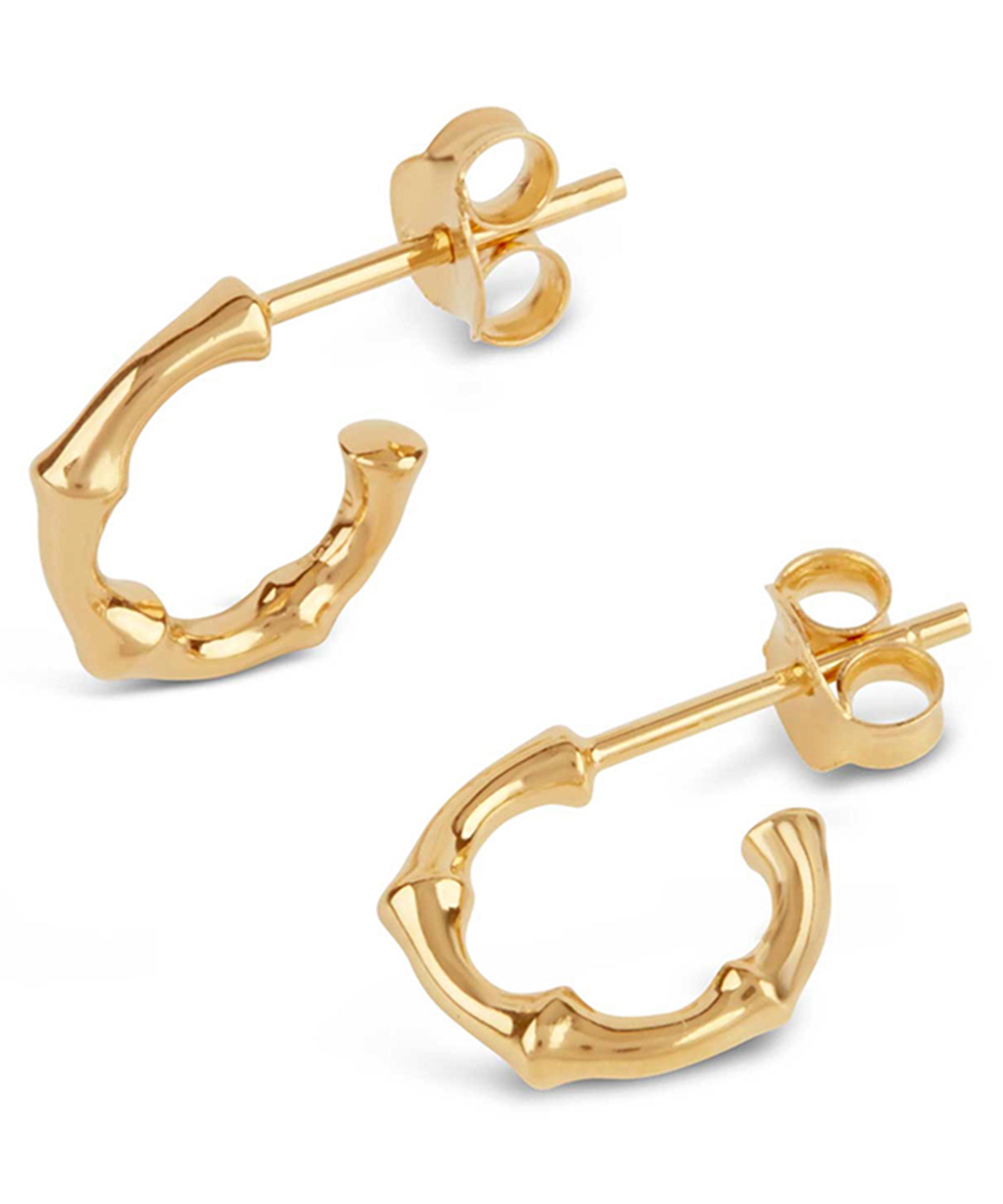Dinny Hall Gold Plated Vermeil Silver Bamboo Mini Hoop Earrings