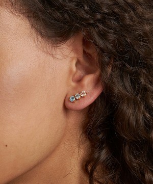 Dinny Hall - Silver Gem Drop Trilogy Topaz Bar Stud Earrings image number 1