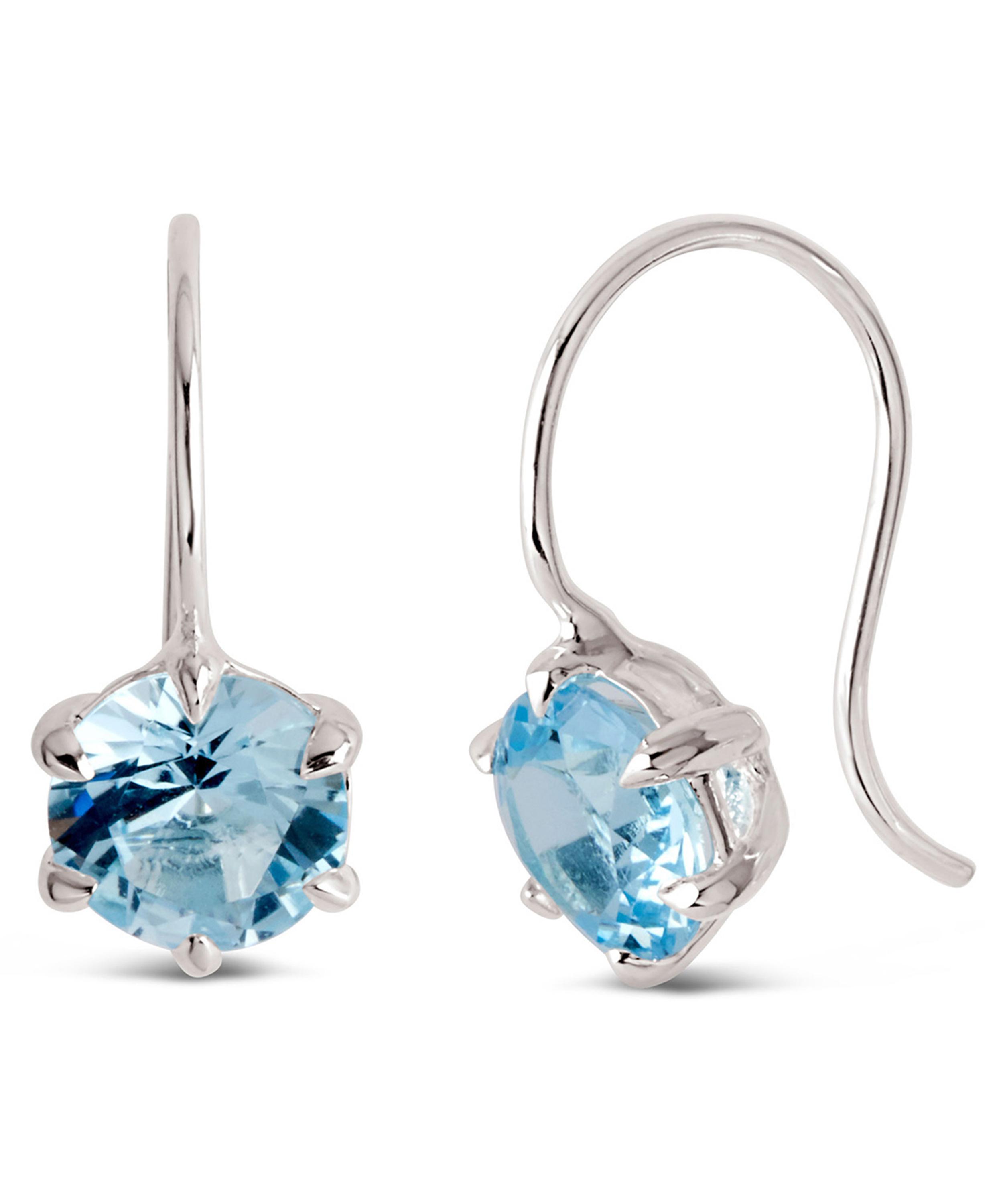 Dinny Hall - Silver Gem Drop Sky Blue Topaz Petal Charm Earrings image number 0