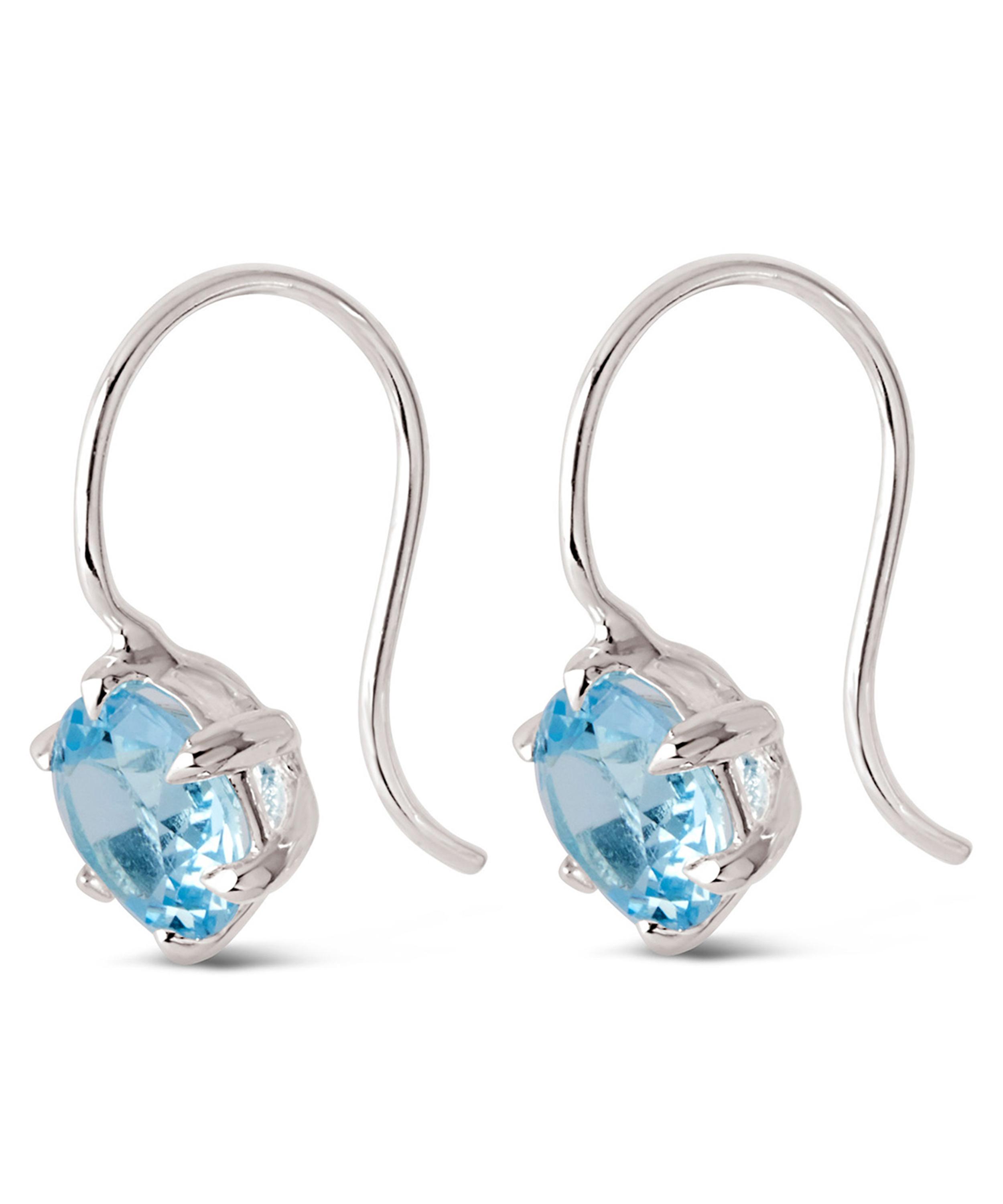 Dinny Hall - Silver Gem Drop Sky Blue Topaz Petal Charm Earrings image number 1