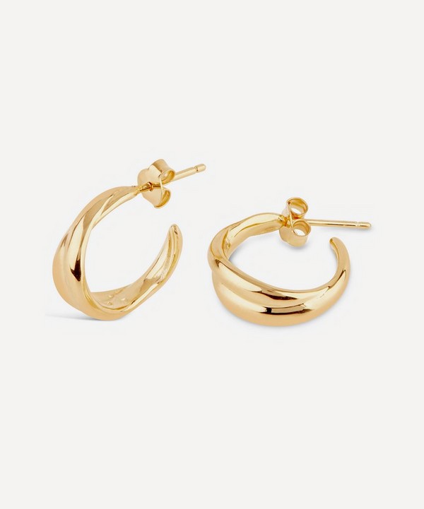 Dinny Hall - Gold Plated Vermeil Silver Twist Small Hoop Earrings image number null
