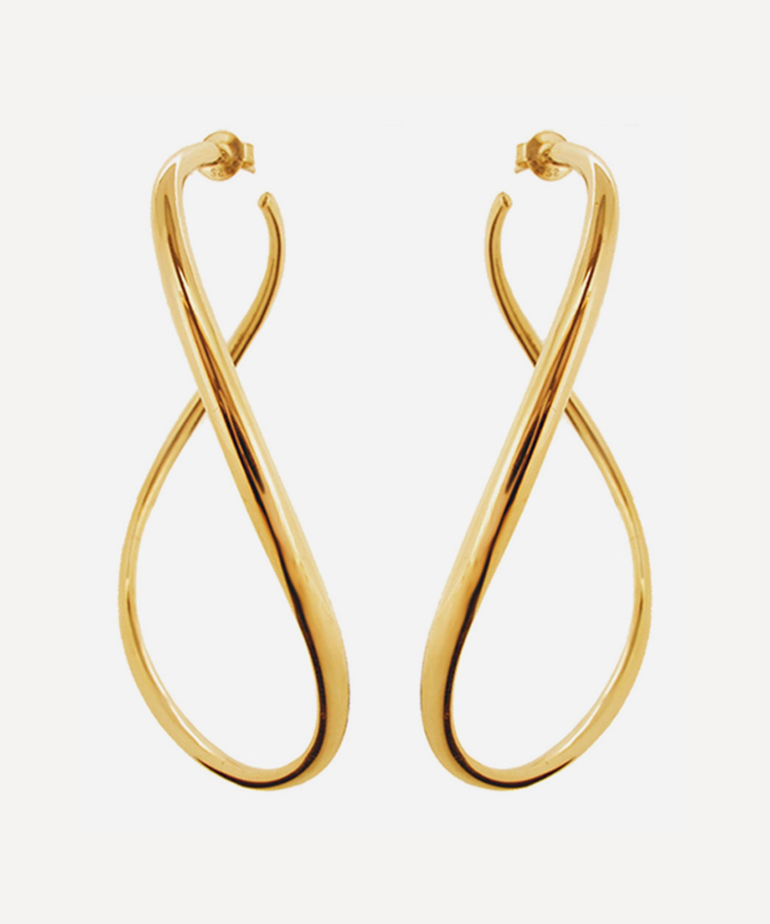 Dinny Hall - Gold Plated Vermeil Silver Wave XL Hoop Earrings image number 