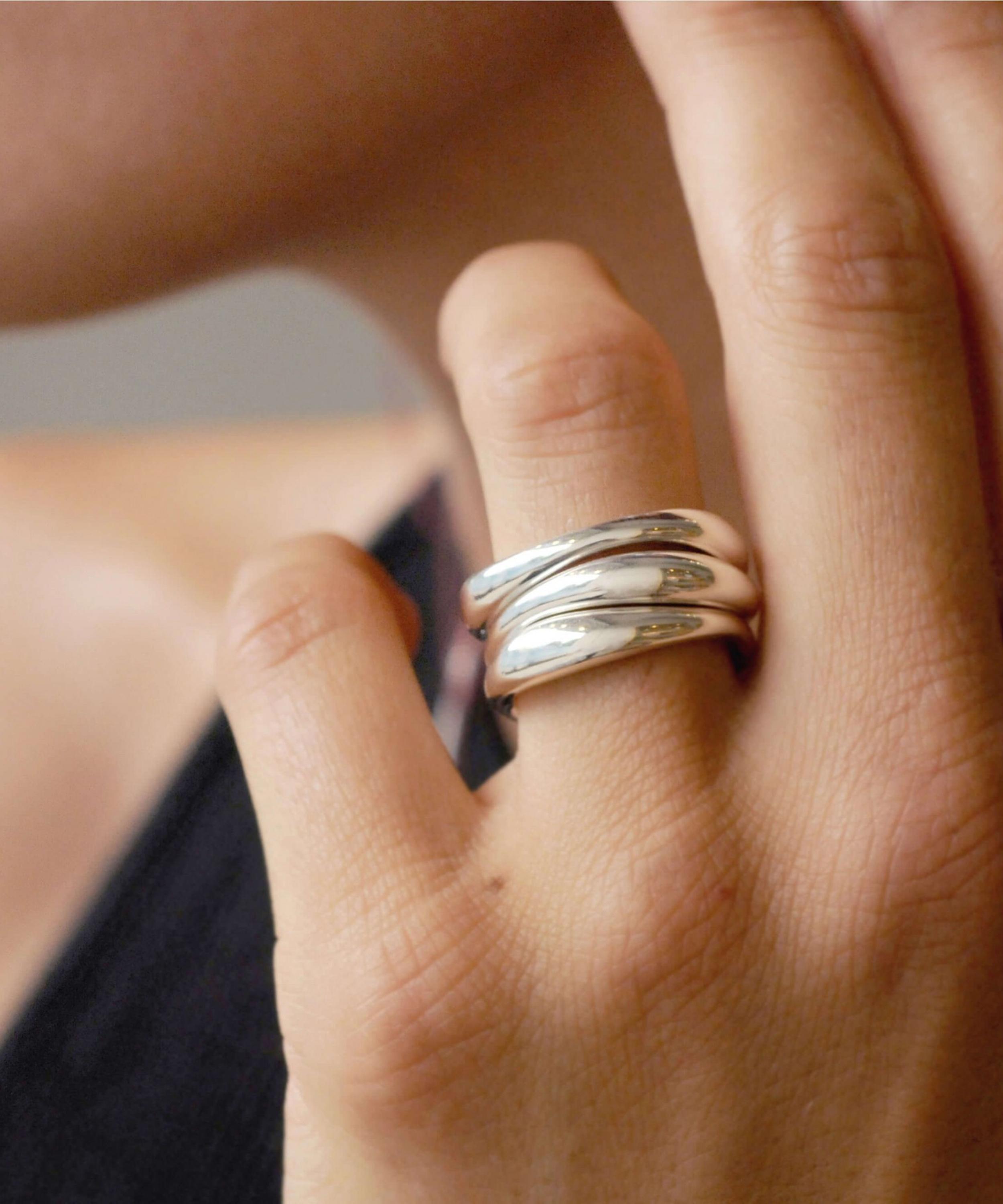 Dinny Hall - Silver Wave Stacking Ring image number 