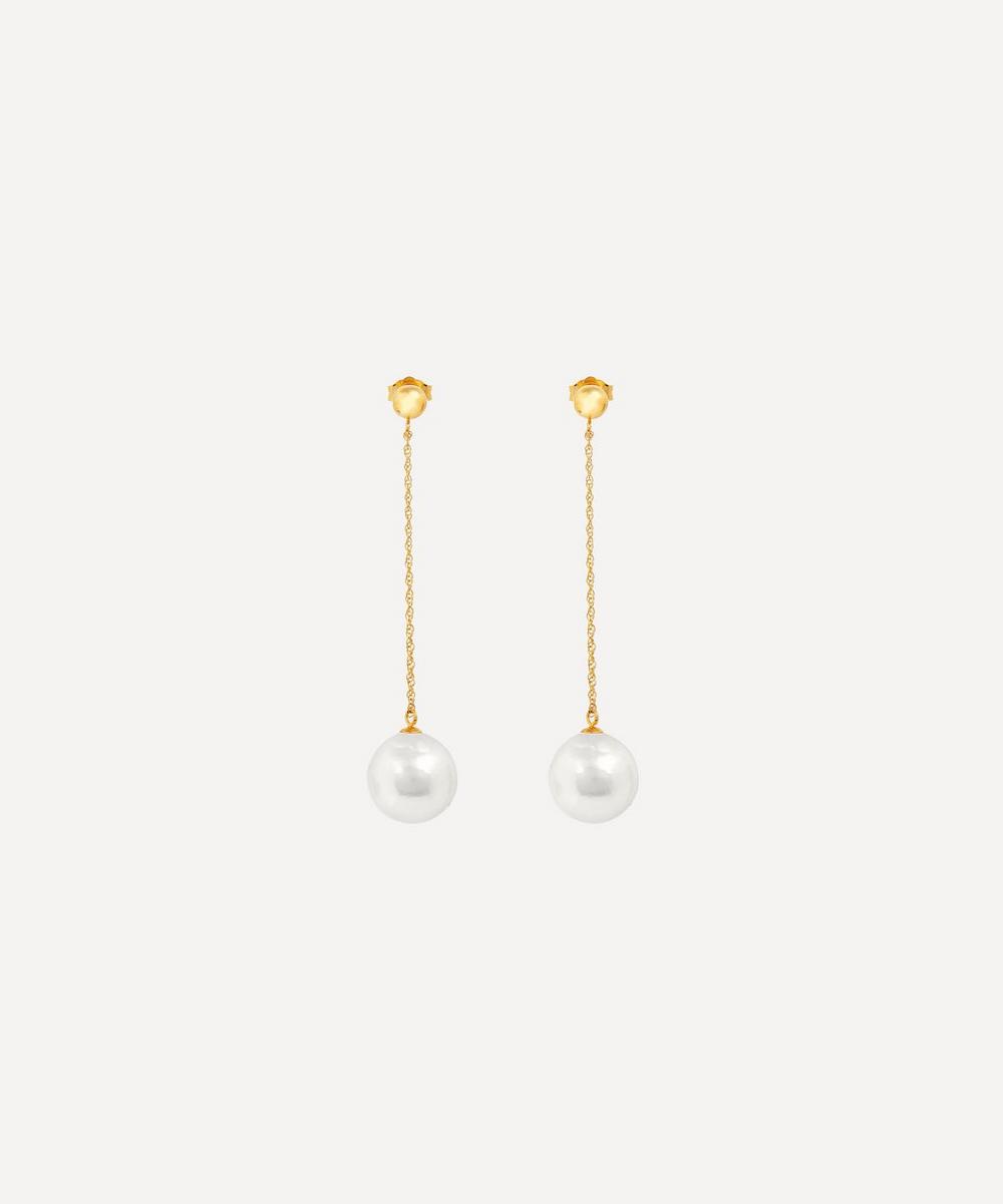 ANISSA KERMICHE GOLD GIRL WITH A PEARL DROP EARRINGS,000640291