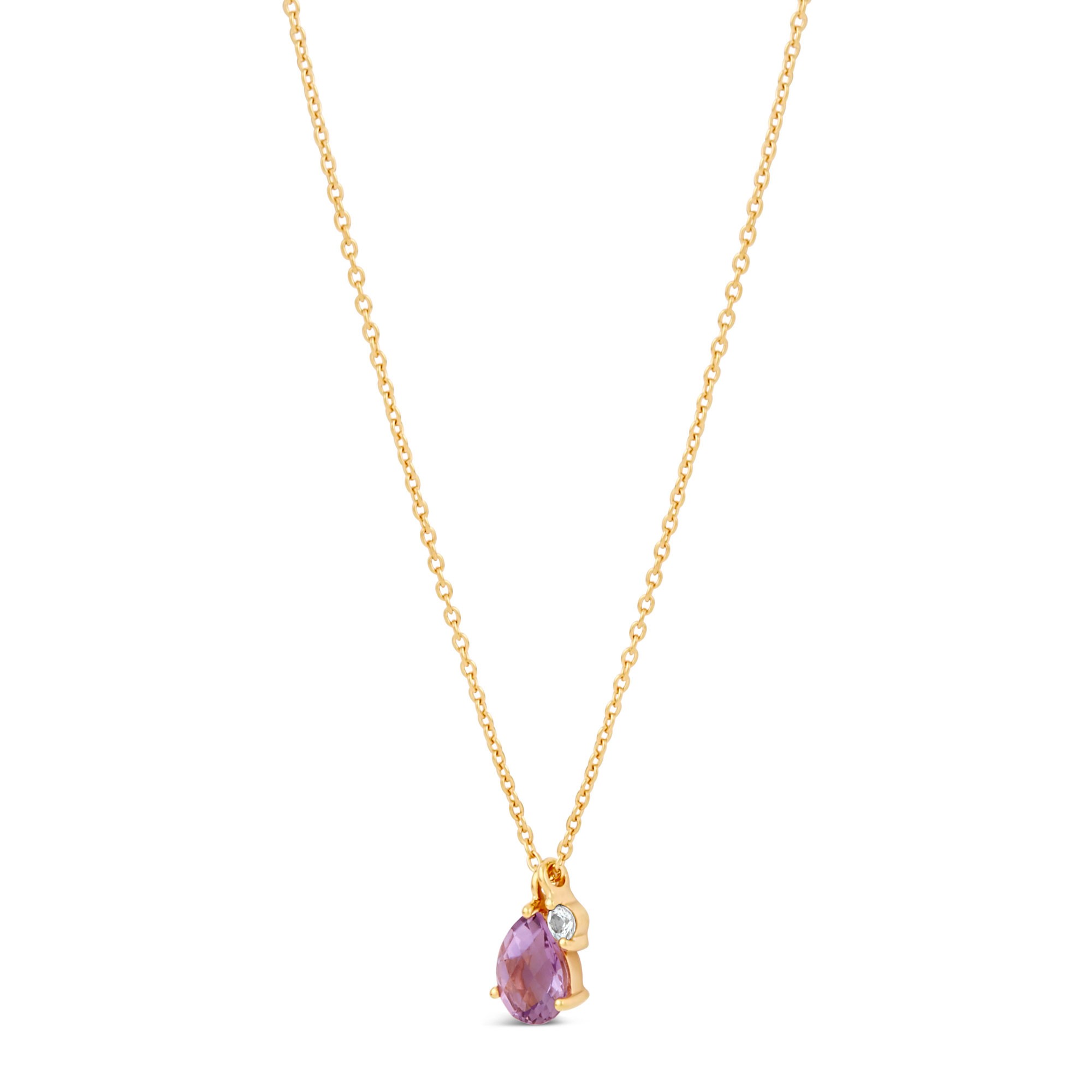 Dinny Hall - Gold Vermeil Gem Drop Amethyst and White Sapphire Pendant Necklace image number null