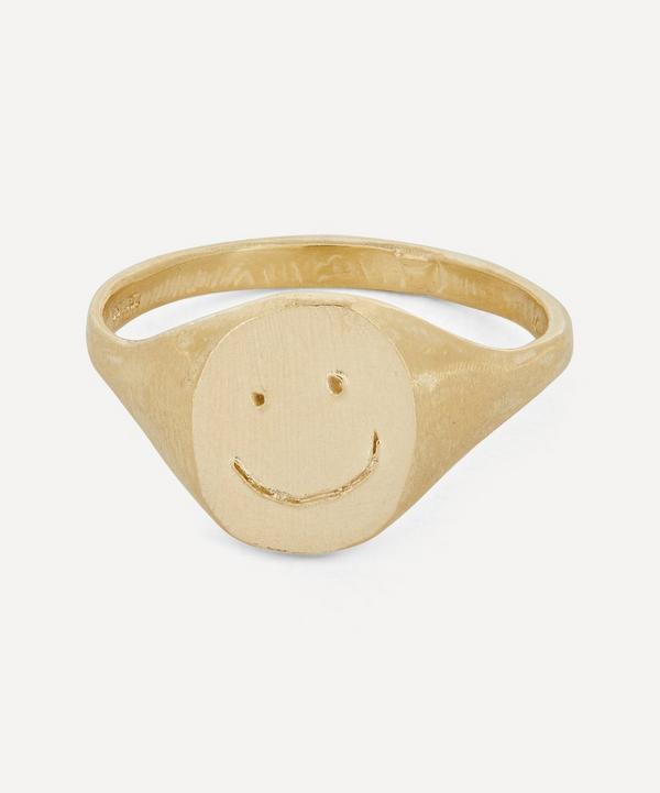 Seb Brown - 9ct Gold Happy Face Signet Ring image number null