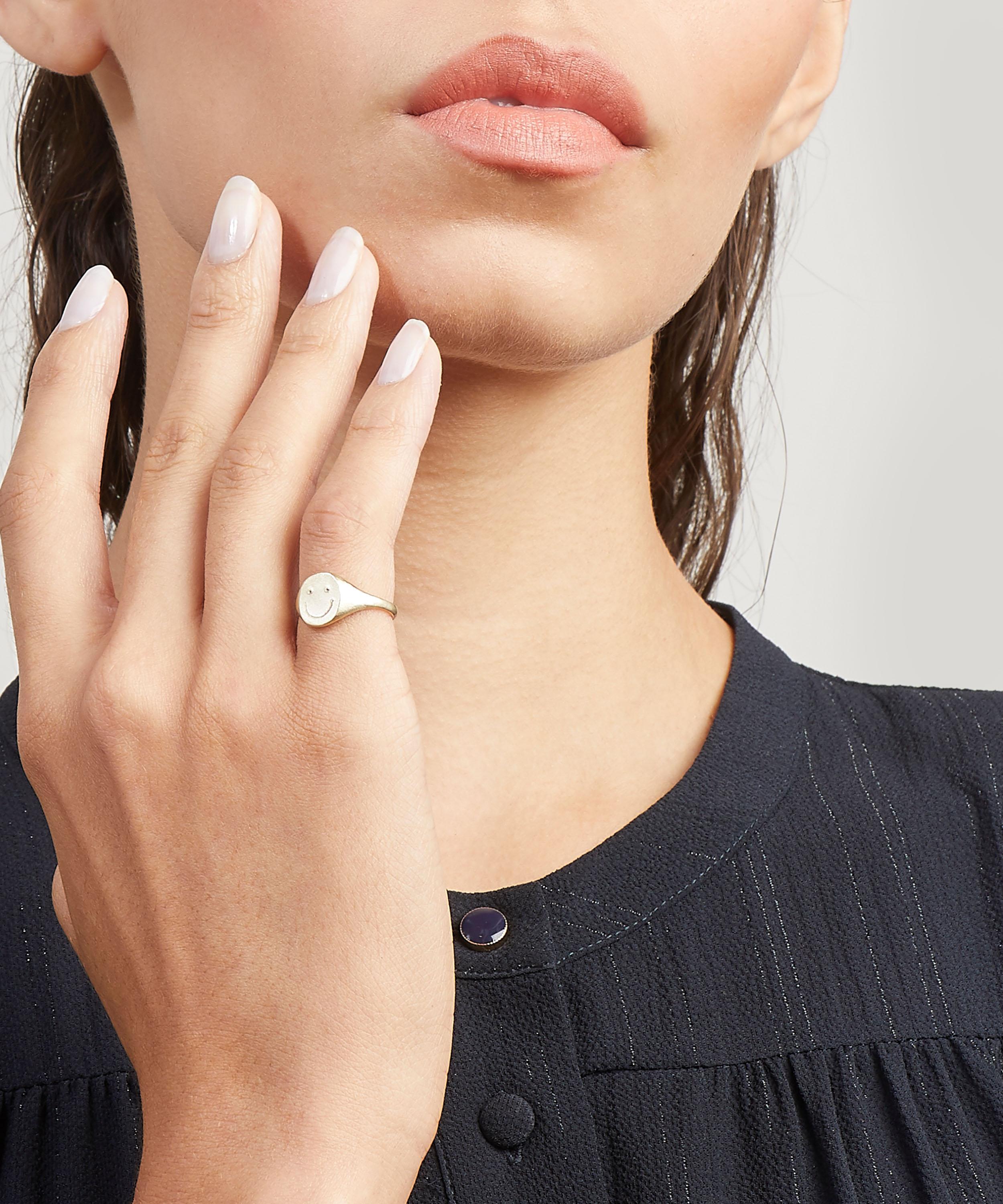 Seb Brown - 9ct Gold Happy Face Signet Ring image number 1