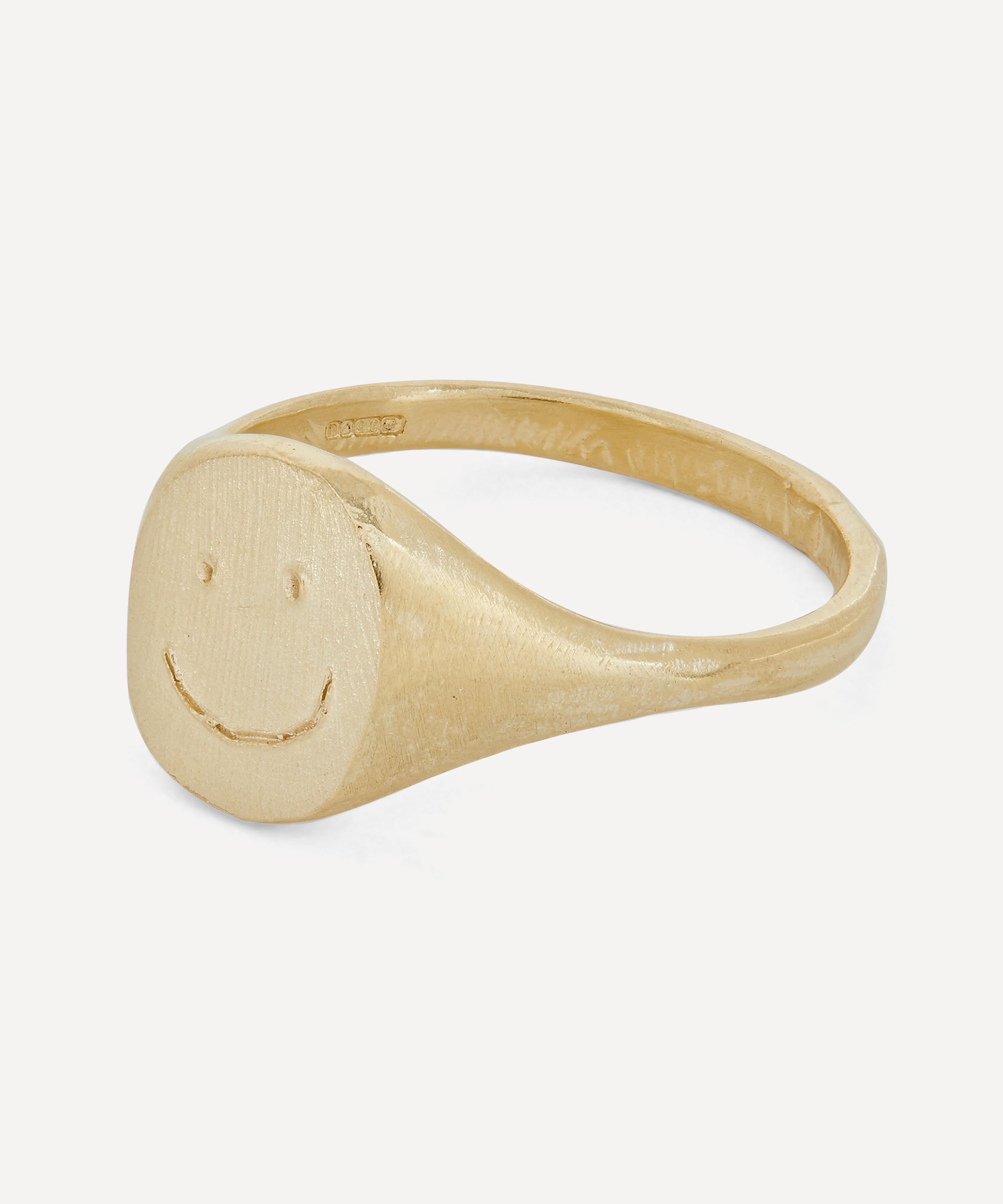 Seb Brown - 9ct Gold Happy Face Signet Ring image number 2