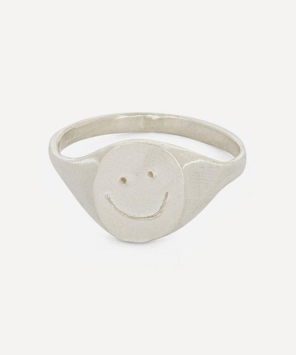 Seb Brown - Sterling Silver Happy Face Signet Ring image number null