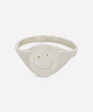 Seb Brown - Sterling Silver Happy Face Signet Ring image number 0