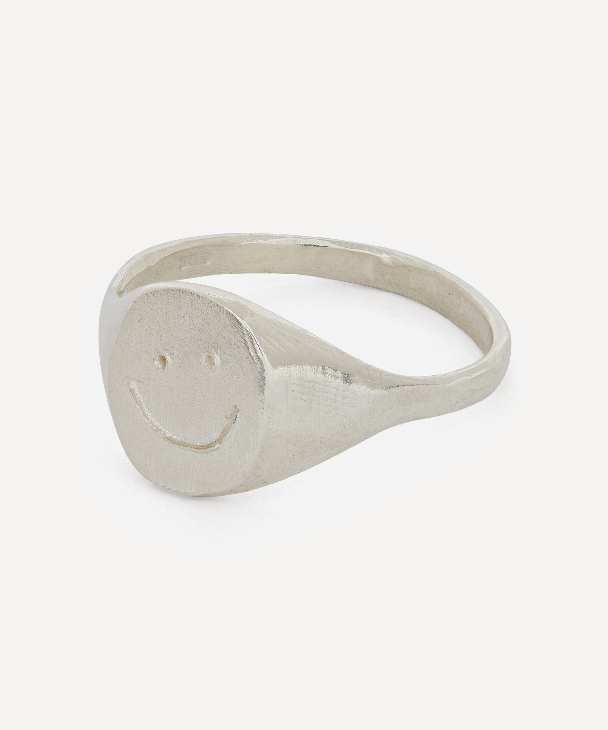 Smiley face deals signet ring silver