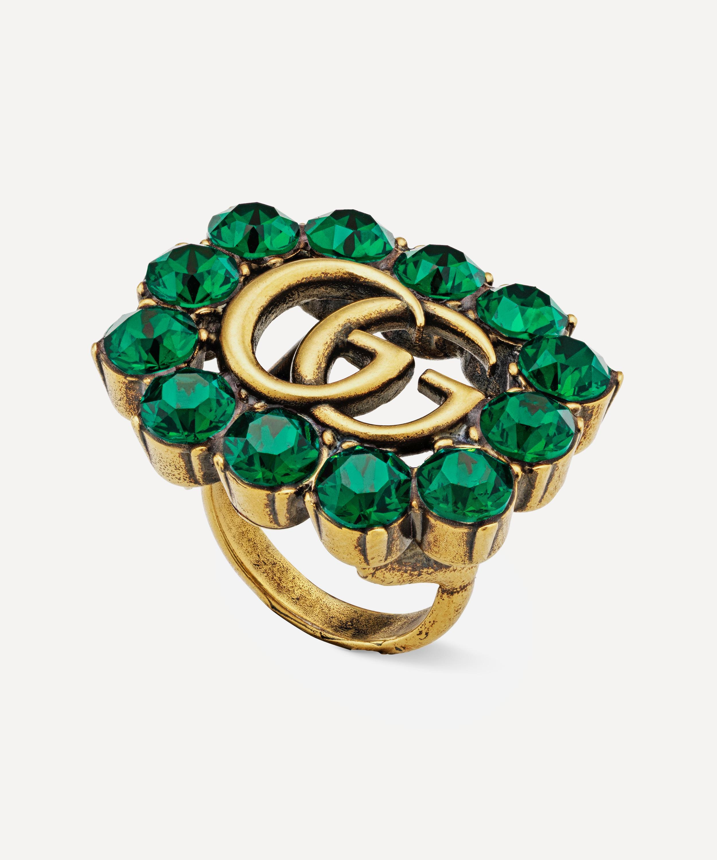 gucci crystal double g ring