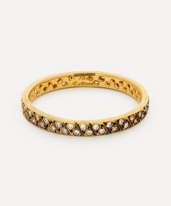 Satomi Kawakita - Gold Diagonal Antiqued Diamond Ring