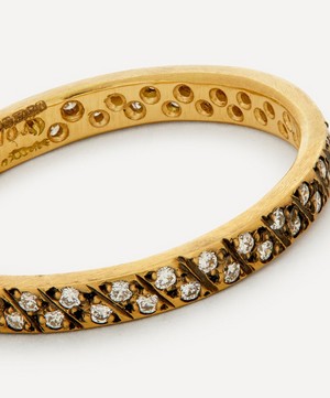 Satomi Kawakita - Gold Diagonal Antiqued Diamond Ring image number 3