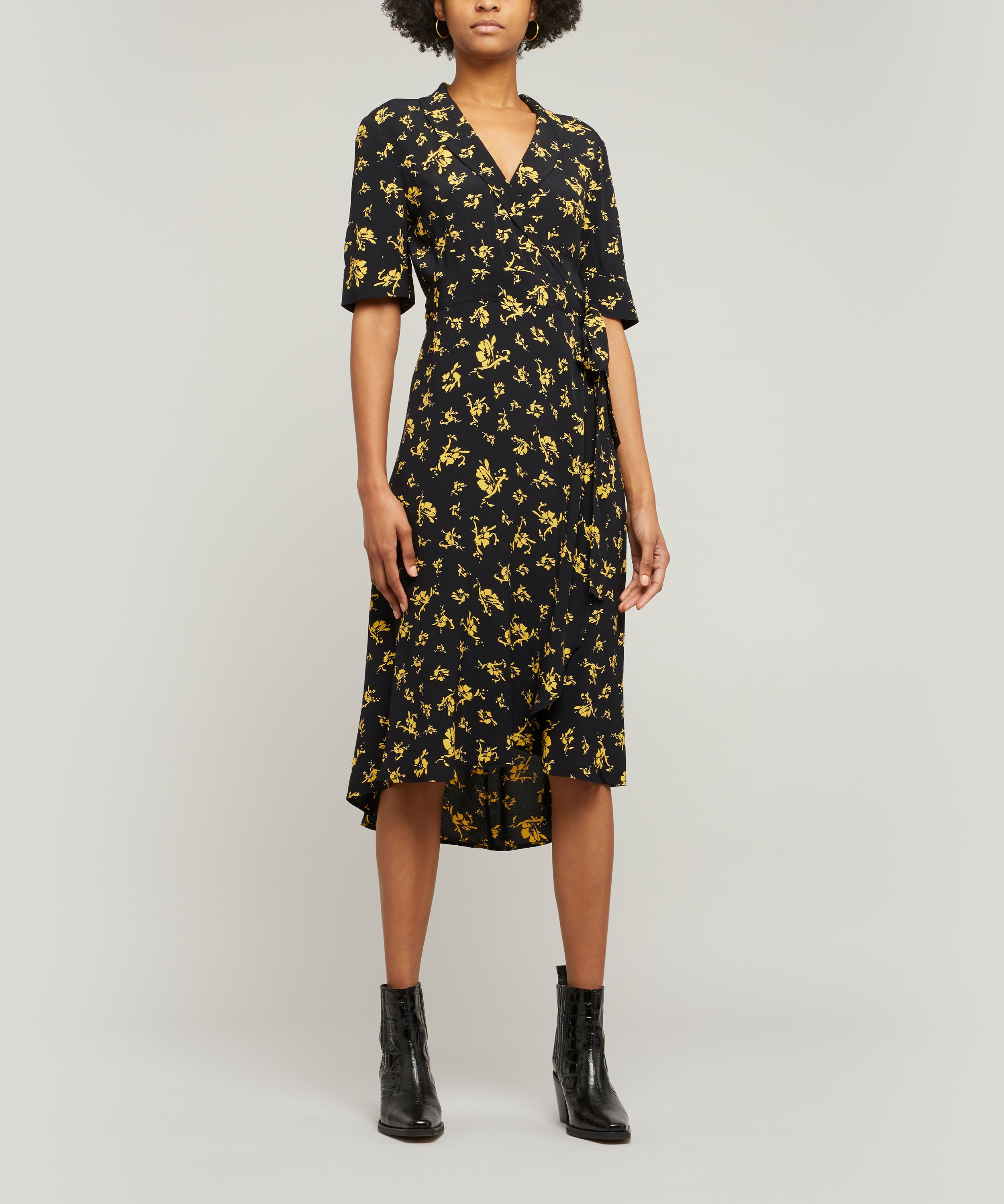 printed crepe wrap dress