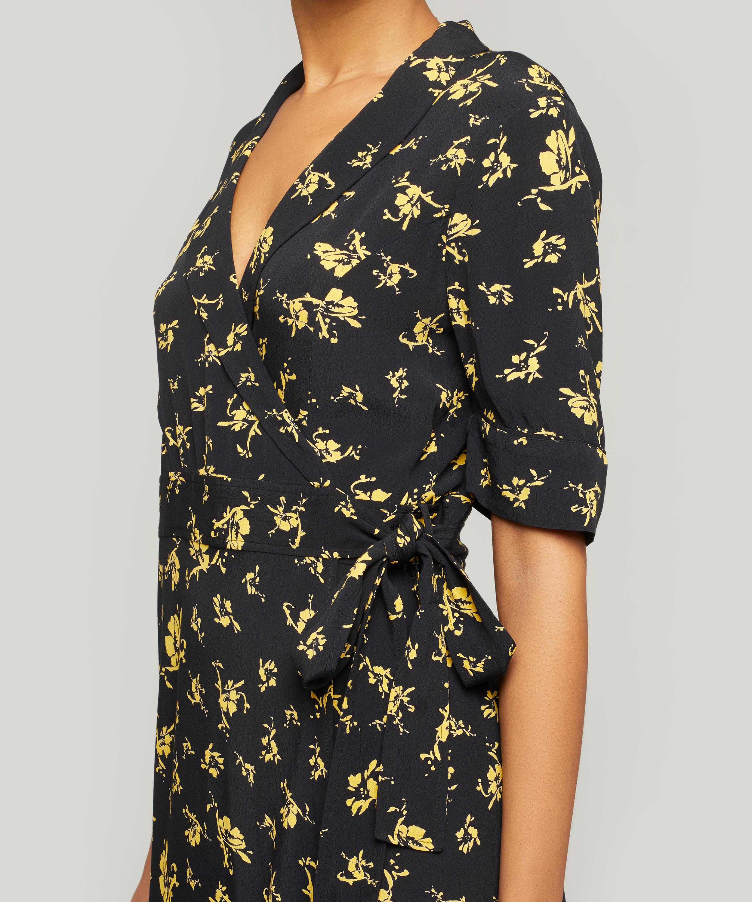 ganni floral crêpe wrap dress