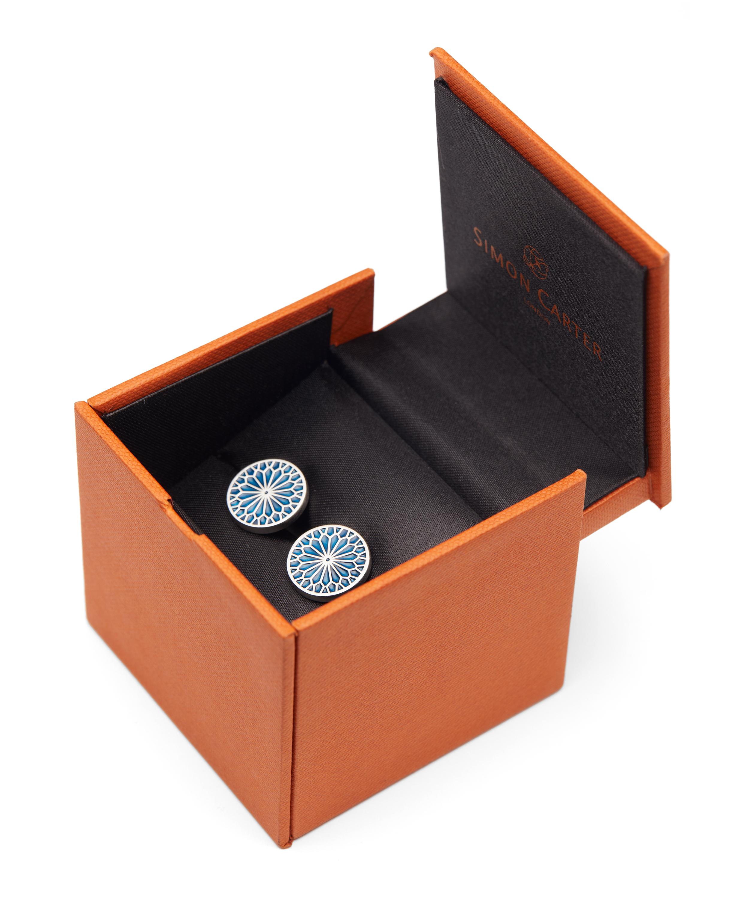 Simon Carter - Stained Glass Enamel Rose Cufflinks image number 3