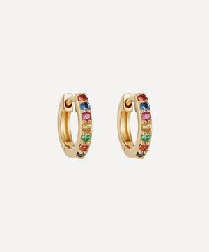 Astley Clarke - Gold Mini Halo Rainbow Sapphire Hoop Earrings image number 0