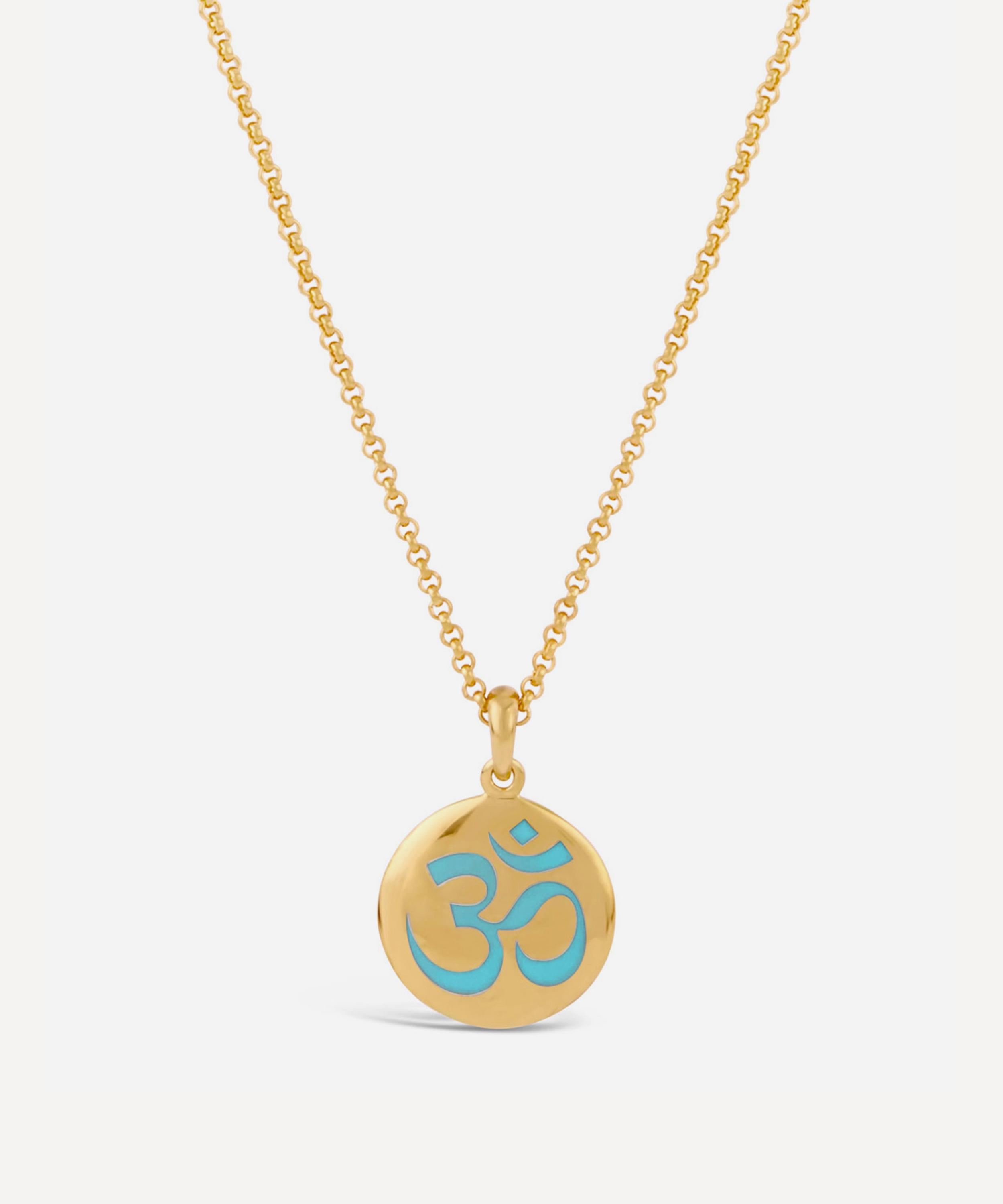Dinny Hall - Gold Plated Vermeil Silver Ohm Enamel Disc Pendant Necklace image number 0