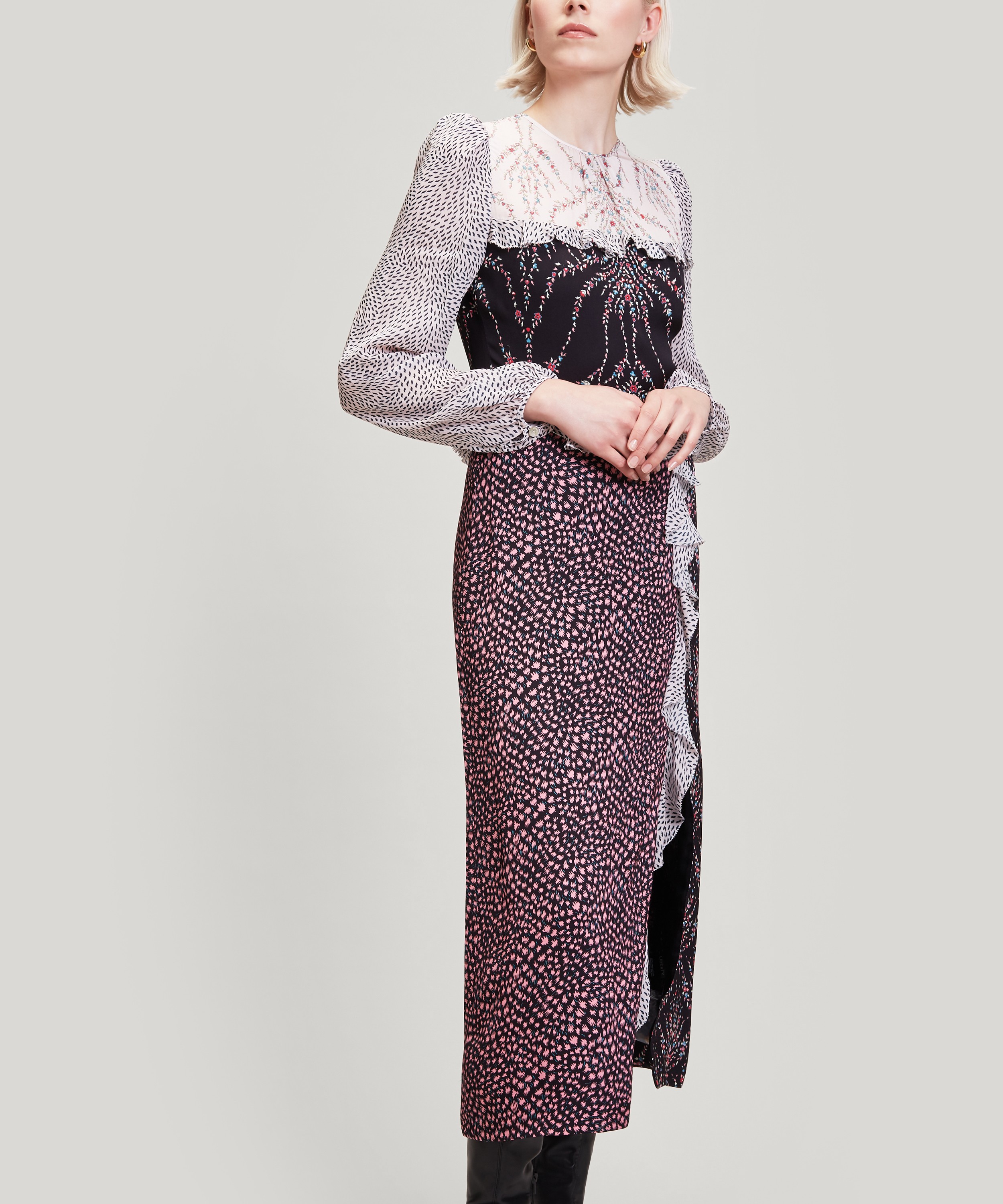 Liberty - Vita Satin and Georgette Sleeved Dress image number 1