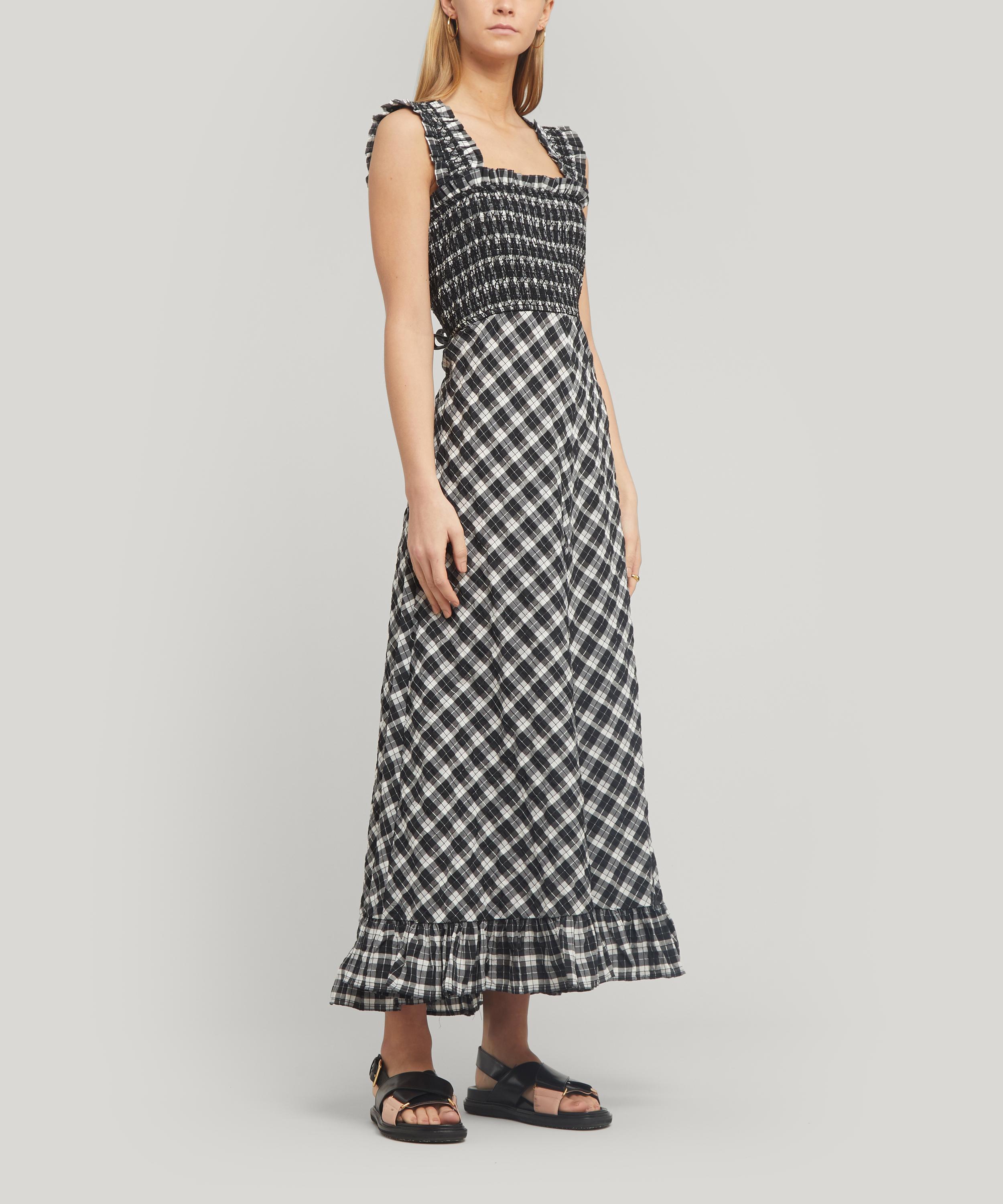 seersucker check maxi dress