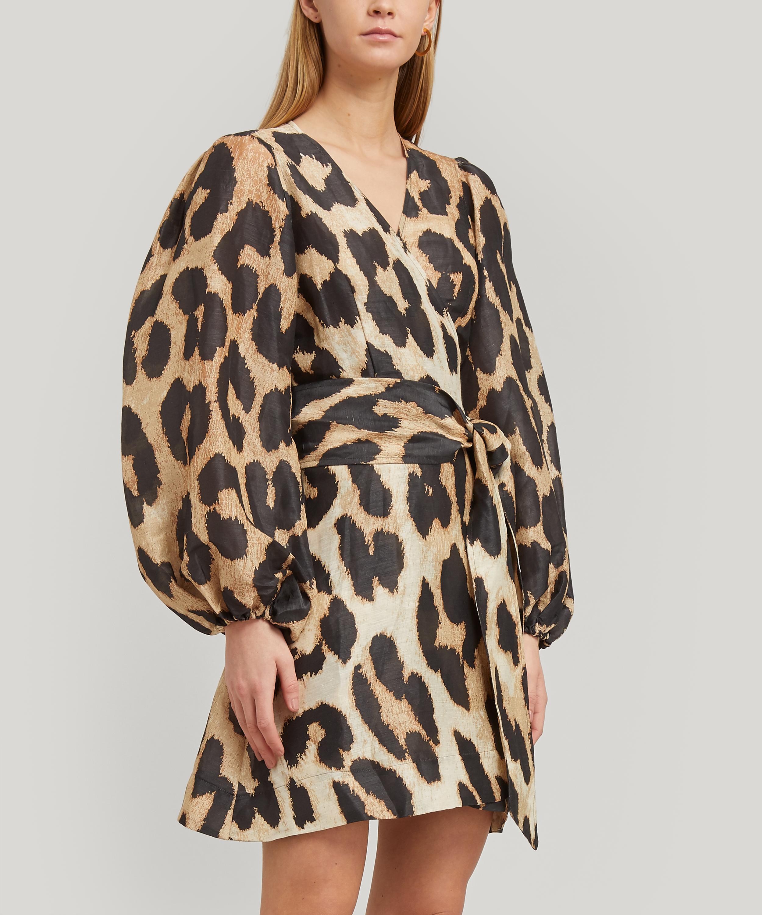 ganni leopard wrap dress