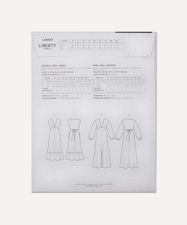 Liberty Fabrics Beatrix Maxi Dress Sewing Pattern | Liberty