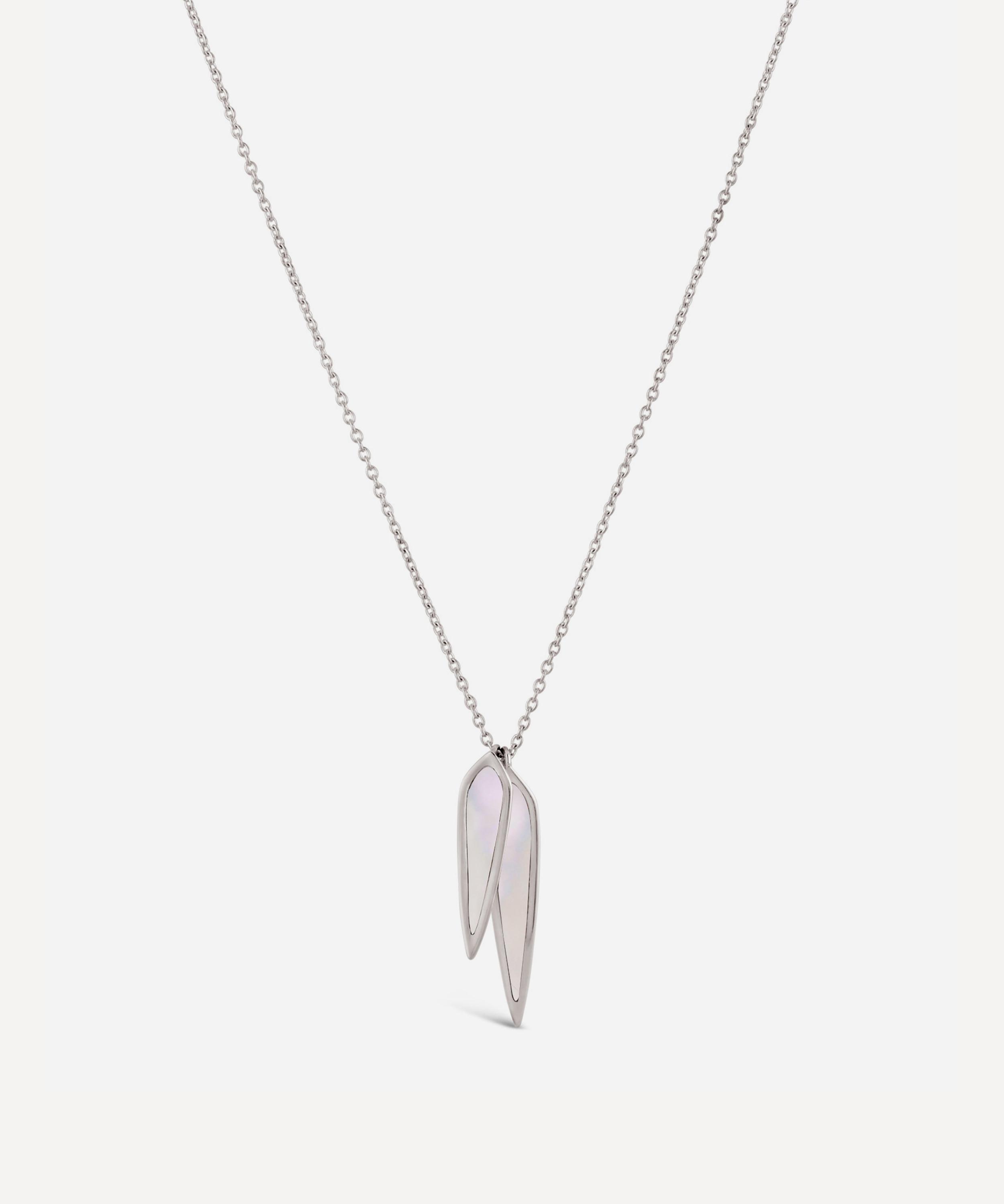 Dinny Hall Silver White Petal Lucy Mother Of Pearl Double Pendant Necklace