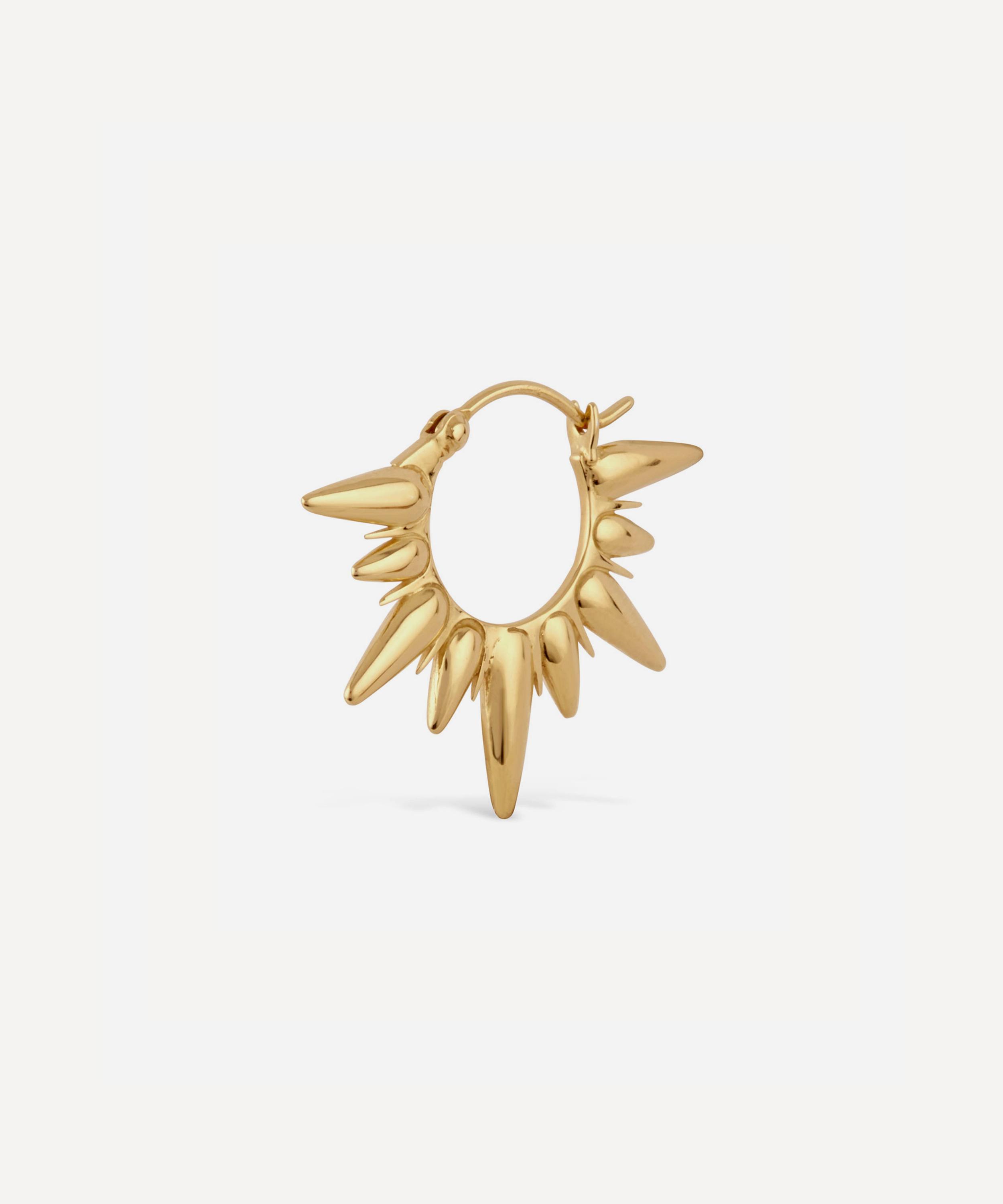 Dinny Hall - Gold Plated Vermeil Silver Sunbeam Fanny Half-Sun Hoop Earrings image number 2