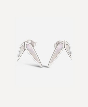 Dinny Hall - Silver White Petal Lizzie Mother of Pearl Small Double Stud Earrings image number 0