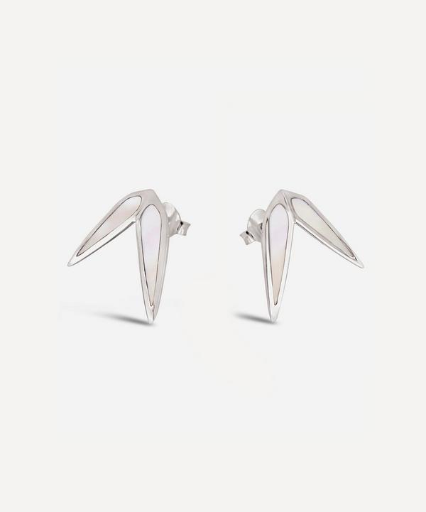 Dinny Hall - Silver White Petal Lizzie Mother of Pearl Large Double Stud Earrings image number null