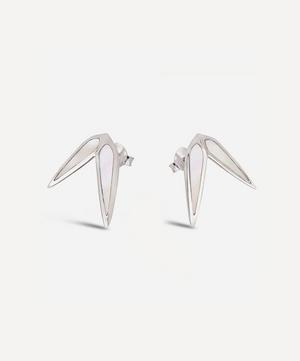 Dinny Hall - Silver White Petal Lizzie Mother of Pearl Large Double Stud Earrings image number 0