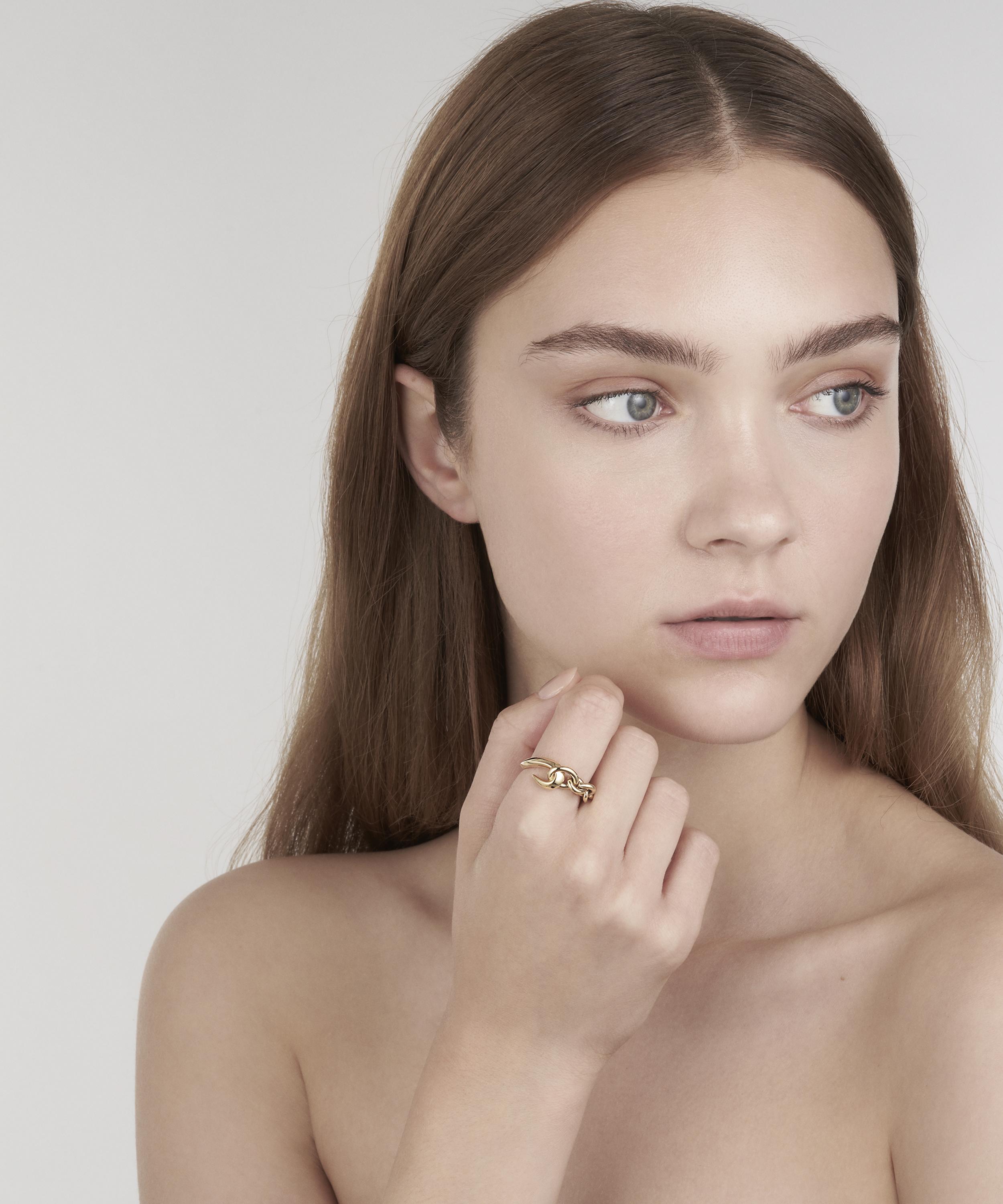 Shaun Leane - Gold Plated Vermeil Silver Hook Chain Ring image number 1