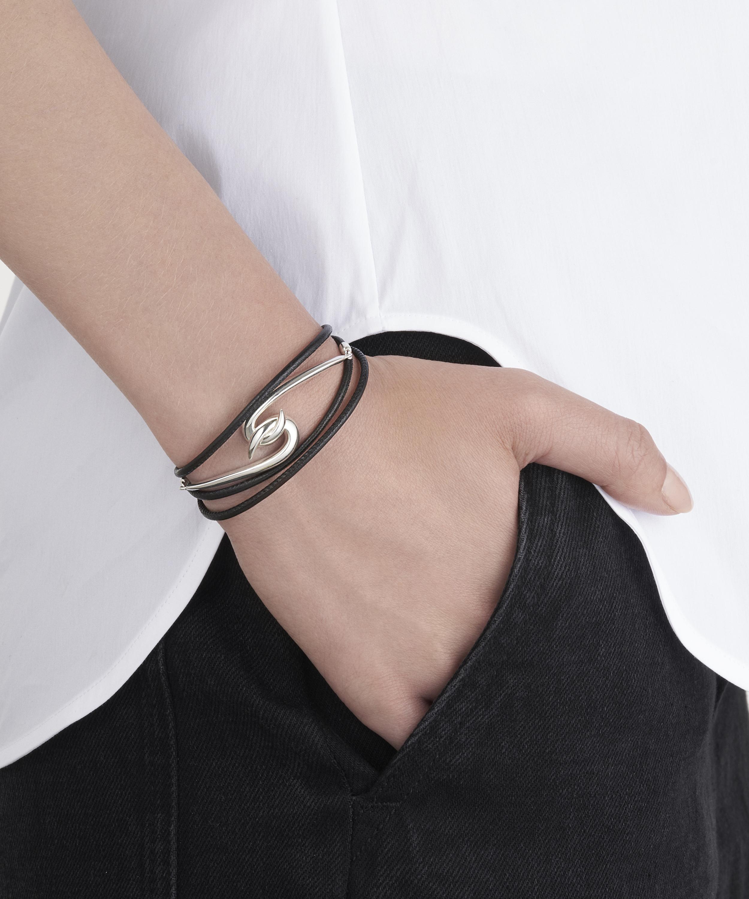 SHAUN LEANE Sterling Silver and Leather Wrap Bracelet for Men