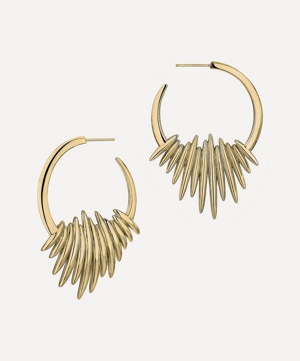 Shaun Leane - Gold Plated Vermeil Silver Quill Hoop Earrings image number null