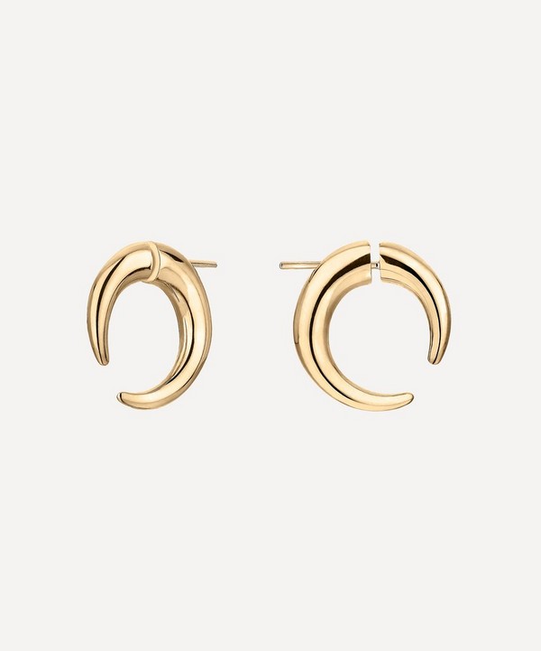 Shaun Leane - Gold Plated Vermeil Silver Quill Small Hoop Earrings image number null