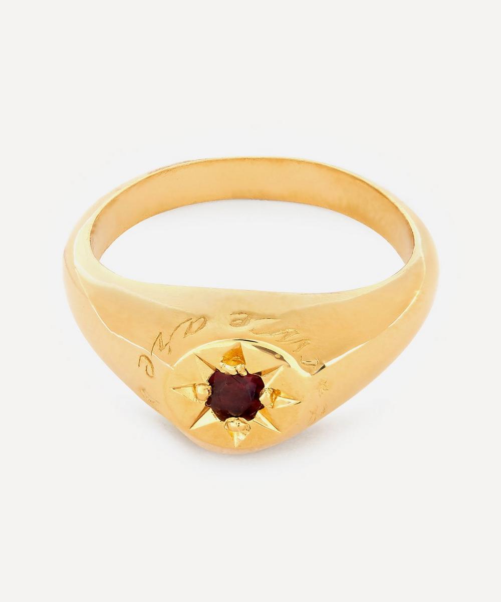 Alex Monroe Gold-plated Garnet Birthstone Ring