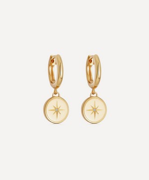 Astley Clarke - Gold Plated Vermeil Silver Celestial Compass White Sapphire Drop Earrings image number 0