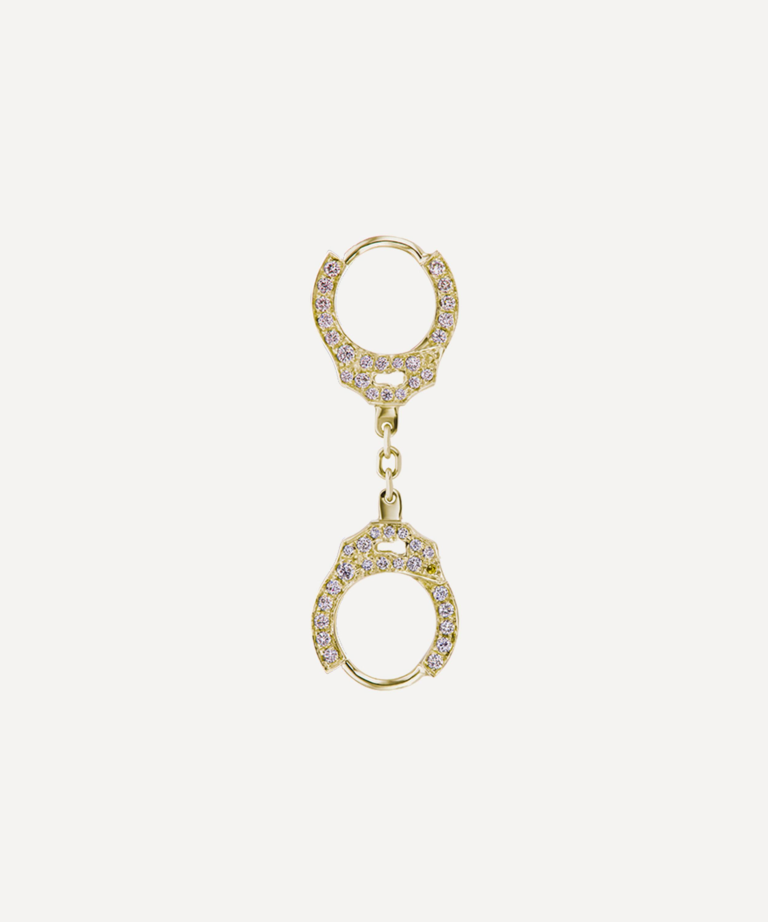 Maria Tash - 18ct 8mm Double-sided Diamond Handcuff and Short Chain Hoop Earring image number 4